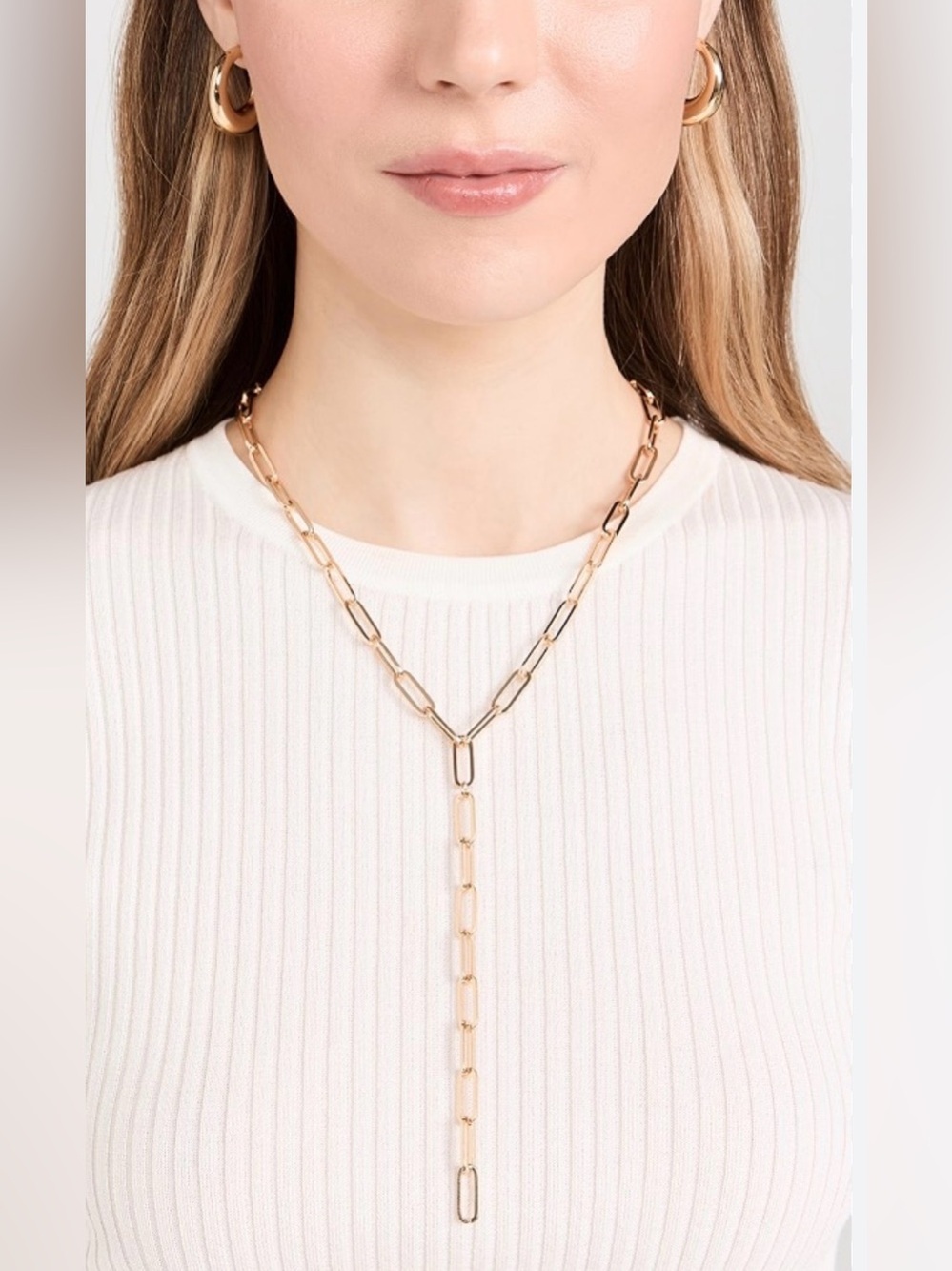 Argento Vivo Gold Paperclip Y-Chain Necklace